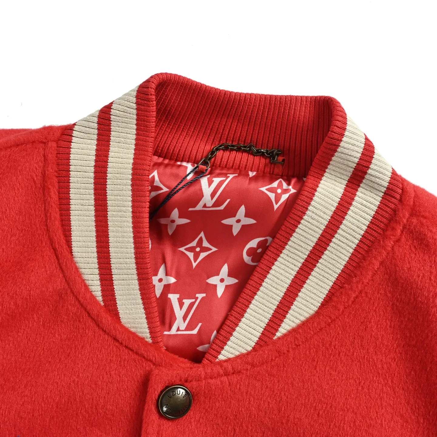 Louis Vuitton/Louis Vuitton lining presbyopia hem leather patch baseball jacket jacket